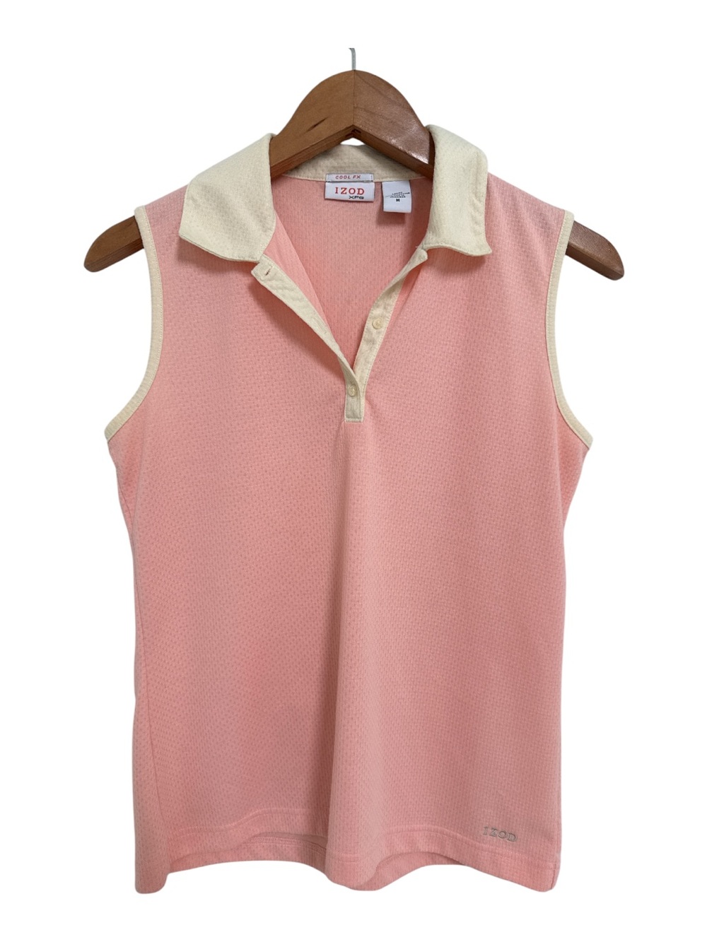 IZOD CoolFx Sleeveless Peach with Light yellow Collared Golf Polo Top
